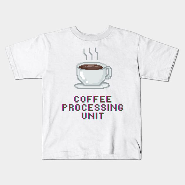 Coffee processing unit Pixel Art Kids T-Shirt by RareLoot19